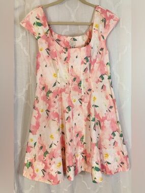 A New Day Pink Floral Mini Dress NWT | Fit & Flare Square Neck Women’s Size 8